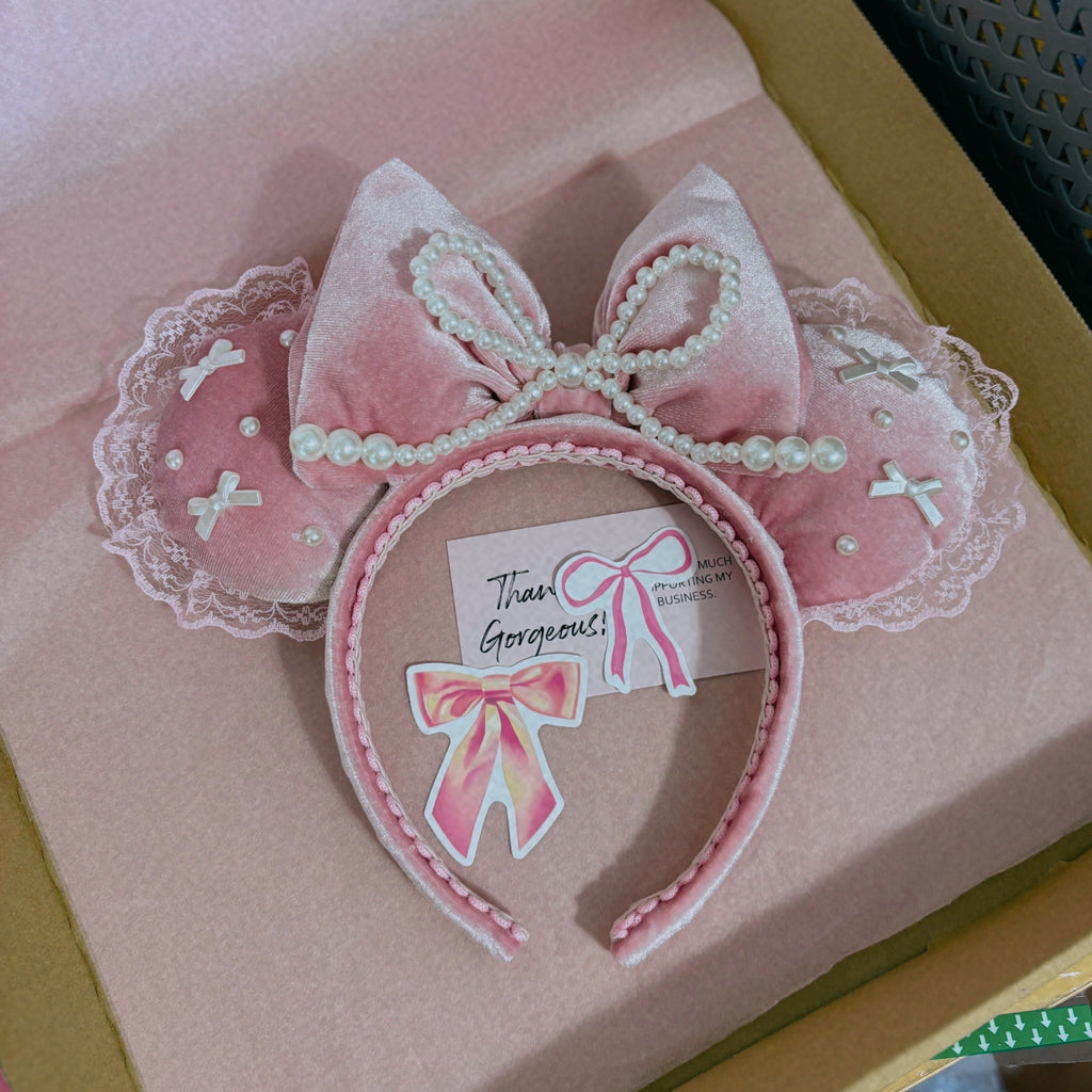 Pink Velvet with Jewels Ears