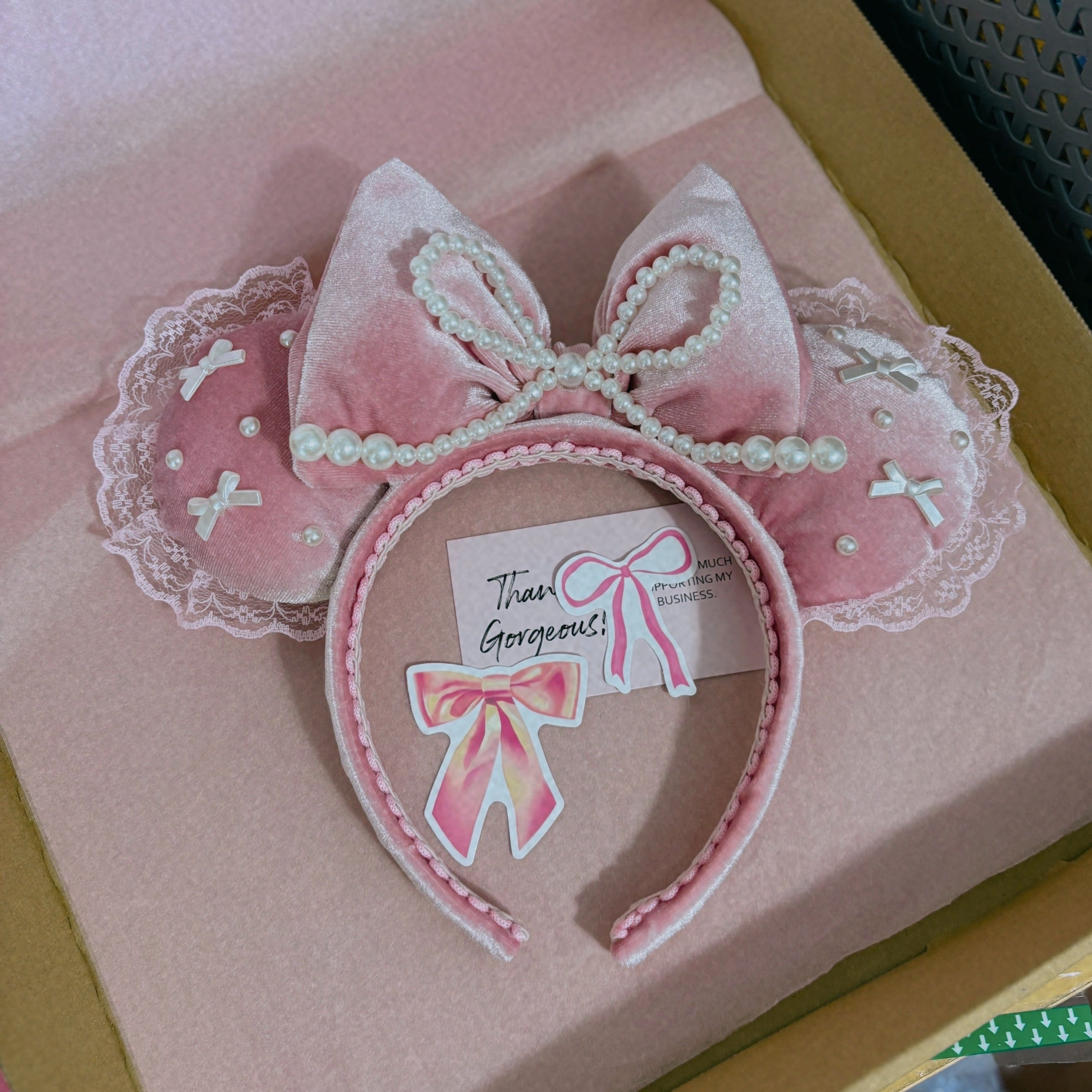 Pink Velvet with Jewels Ears